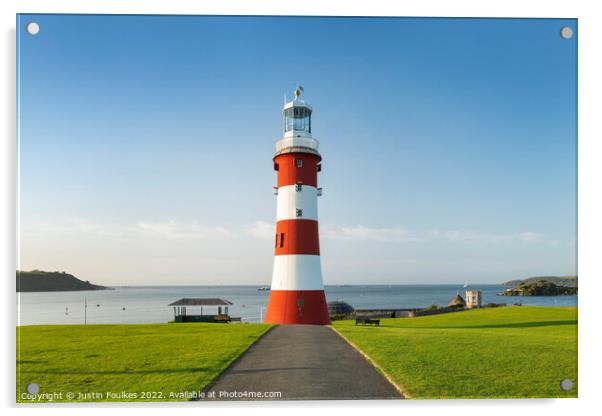 Smeaton's Tower, Plymouth Hoe Acrylic by Justin Foulkes