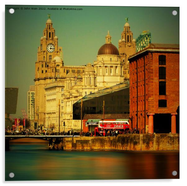 Royal Albert Dock And the 3 Graces (Digital Art) Acrylic by John Wain