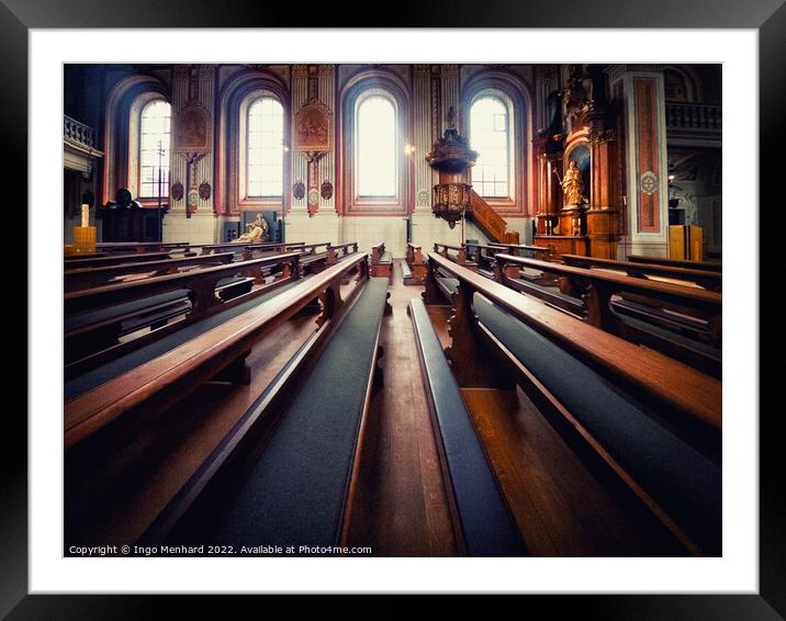 Inside shot of the Mauritius church of Wiesentheid Framed Mounted Print by Ingo Menhard