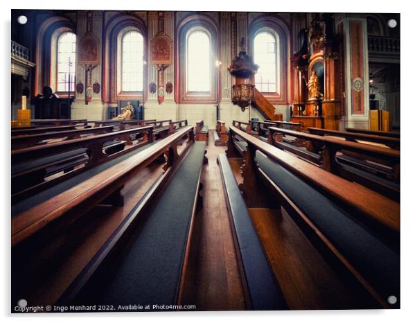 Inside shot of the Mauritius church of Wiesentheid Acrylic by Ingo Menhard