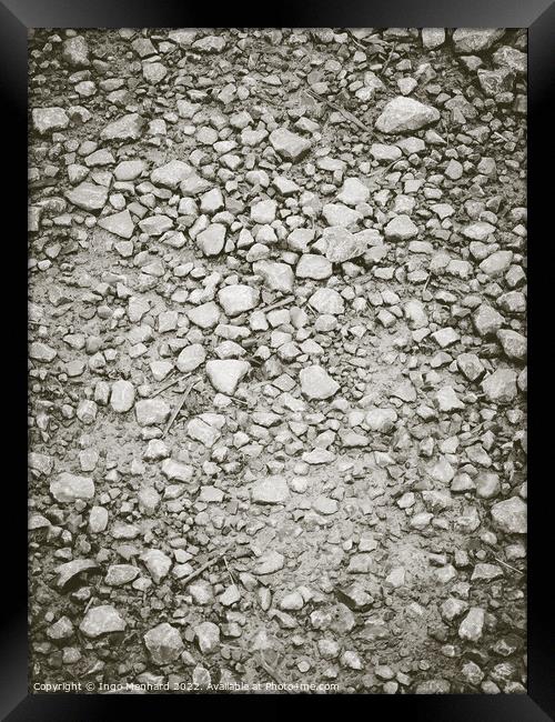 Vertical shot of the ground with tiny rocks Framed Print by Ingo Menhard