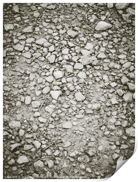 Vertical shot of the ground with tiny rocks Print by Ingo Menhard