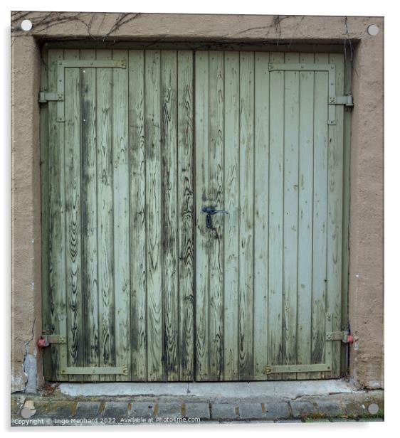 The old wooden green door with a rusty lock and handle Acrylic by Ingo Menhard