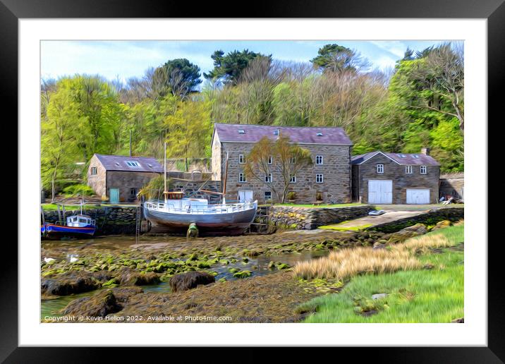 Old mill by a creek in Anglesey, Wales, United Kin Framed Mounted Print by Kevin Hellon
