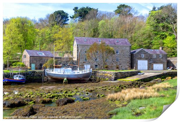 Old mill by a creek in Anglesey, Wales, United Kin Print by Kevin Hellon