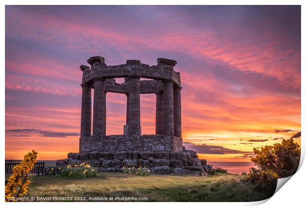 Golden Sunrise Over Stonehaven War Memorial Print by DAVID FRANCIS