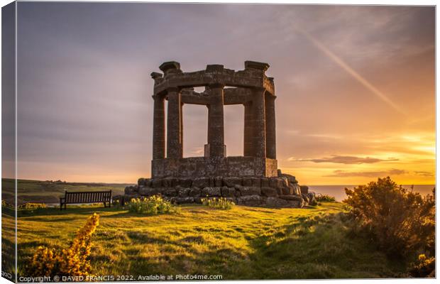 Golden Sunrise over Stonehaven War Memorial Canvas Print by DAVID FRANCIS