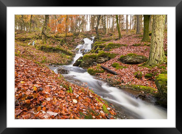 Elan Valley Autumn Waterfall Framed Mounted Print by Ian Collins
