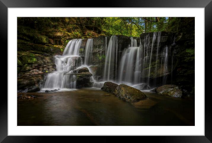 The Upper Clydach River waterfall Framed Mounted Print by Leighton Collins