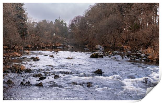 The Water of Deugh flowing through Dundeugh in Winter Print by SnapT Photography