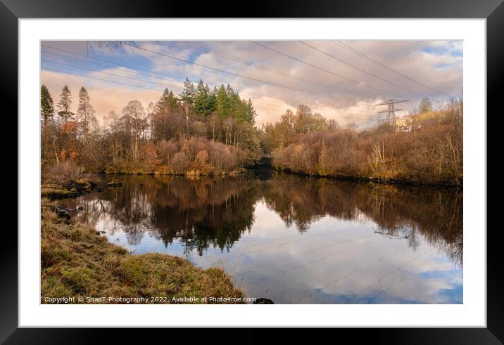 The confluene of the Water of Ken and Deugh at Kendoon Power station in winter Framed Mounted Print by SnapT Photography