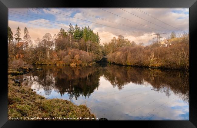 The confluene of the Water of Ken and Deugh at Kendoon Power station in winter Framed Print by SnapT Photography