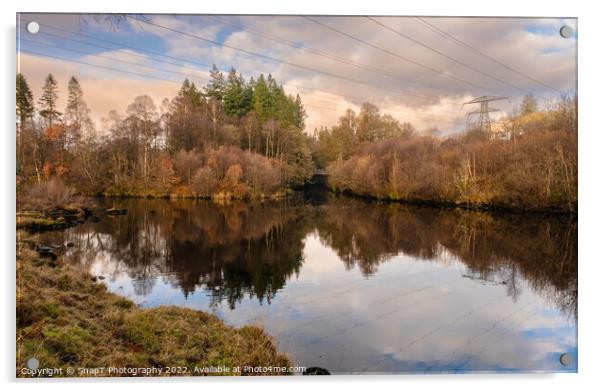 The confluene of the Water of Ken and Deugh at Kendoon Power station in winter Acrylic by SnapT Photography