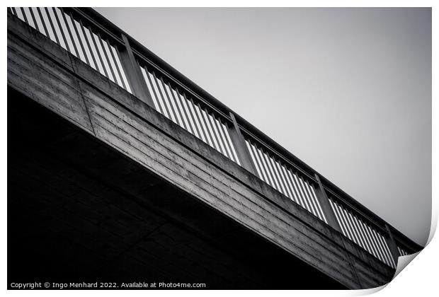 Bridge security railing in black and white Print by Ingo Menhard