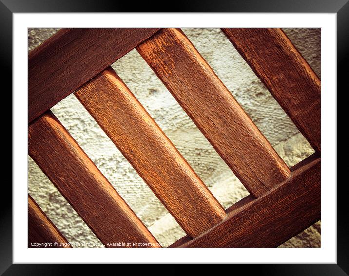 A closeup shot of a wooden headboard Framed Mounted Print by Ingo Menhard