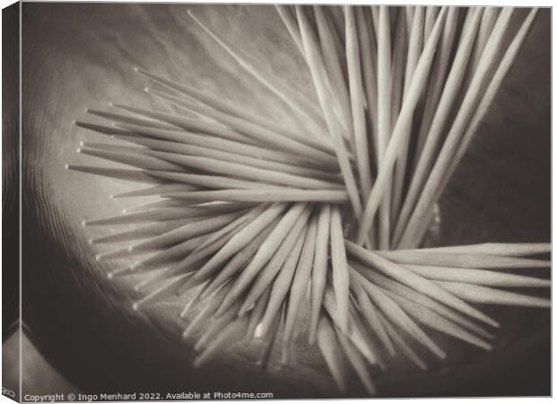 Top view of toothpicks in a box Canvas Print by Ingo Menhard