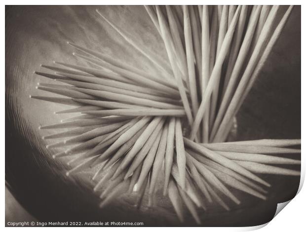 Top view of toothpicks in a box Print by Ingo Menhard