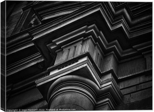 Grayscale low angle of an old architectural pillar Canvas Print by Ingo Menhard