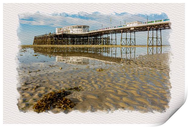 Worthing Pier & Beach at low tide. Print by Malcolm McHugh