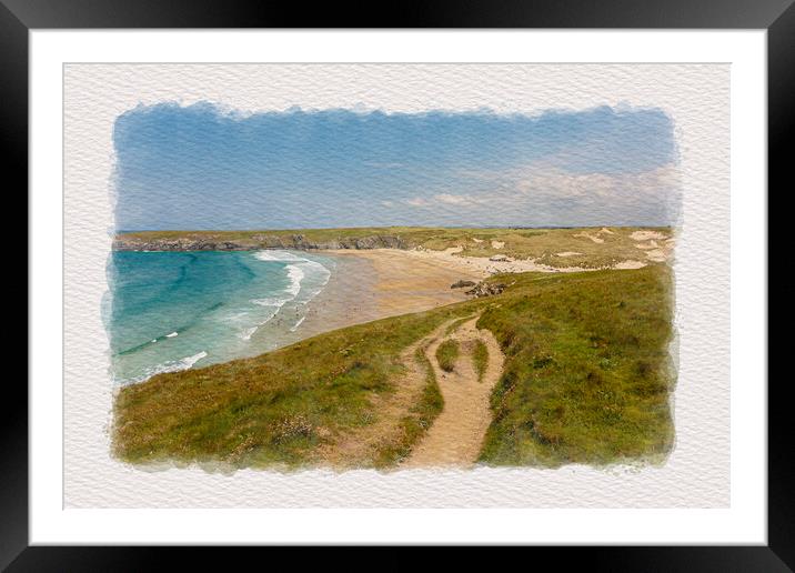 South West Coast Path to Perranporth Framed Mounted Print by Malcolm McHugh