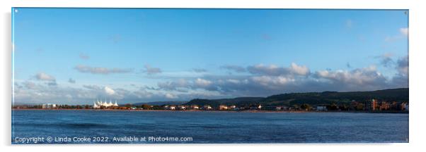 Minehead panorama in early evening Acrylic by Linda Cooke