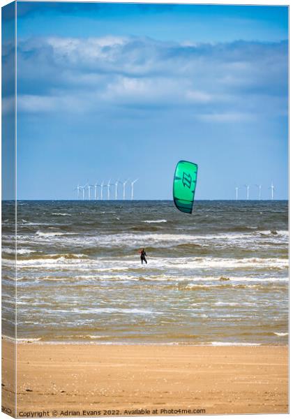 Kite Surfer Wales Canvas Print by Adrian Evans