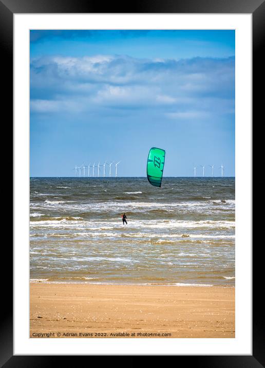 Kite Surfer Wales Framed Mounted Print by Adrian Evans