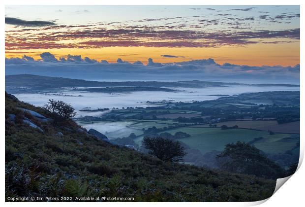 Mist in the Lyhner valley Cornwall Print by Jim Peters
