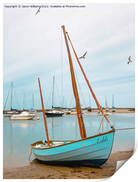 Little Blue Sailboat Print by Jason Williams