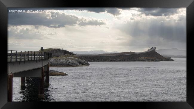 The Storseisundet Bridge Norway Framed Print by kathy white