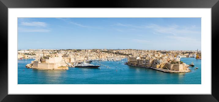 Three cities and Grand harbour panorama Framed Mounted Print by Jason Wells