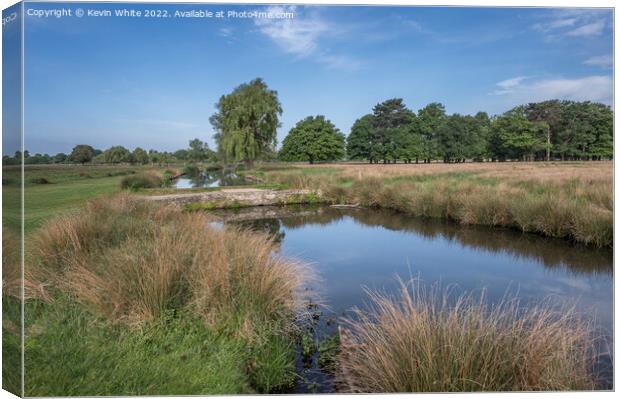 Calm waters at Bushy Park Surrey Canvas Print by Kevin White