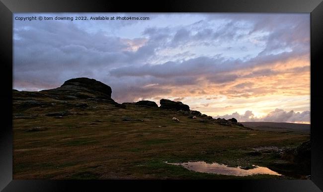 Dartmoor Sunset Framed Print by tom downing