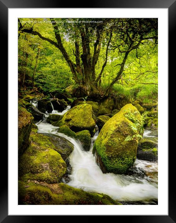 Serene Cascades of Golitha Falls Framed Mounted Print by Lee Kershaw