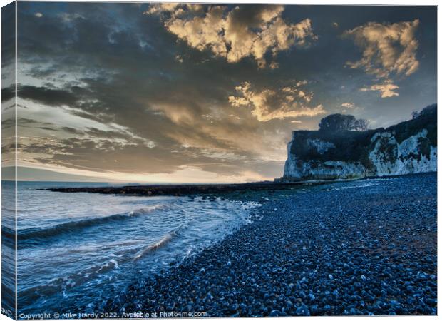 Moody dusk sky over St. Margarets beay Canvas Print by Mike Hardy