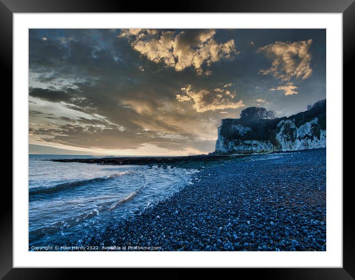 Moody dusk sky over St. Margarets beay Framed Mounted Print by Mike Hardy