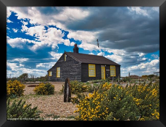 Prospect Cottage & Garden on Dungeness Beach Home of Derek Jarman Framed Print by Mike Hardy