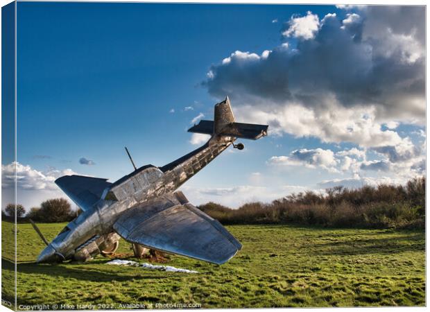Battle of Britain-Stainless Steel sculpture of Crashed Junkers JU87 Stuka Canvas Print by Mike Hardy