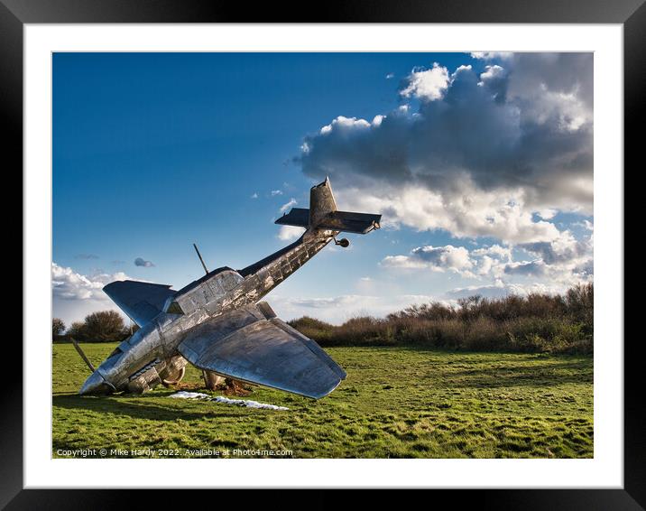 Battle of Britain-Stainless Steel sculpture of Crashed Junkers JU87 Stuka Framed Mounted Print by Mike Hardy