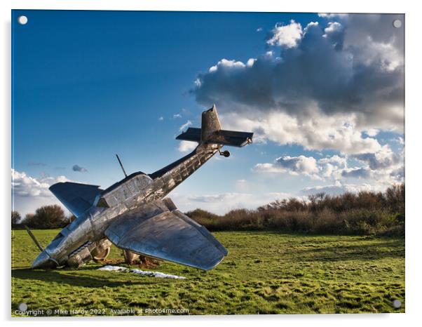 Battle of Britain-Stainless Steel sculpture of Crashed Junkers JU87 Stuka Acrylic by Mike Hardy
