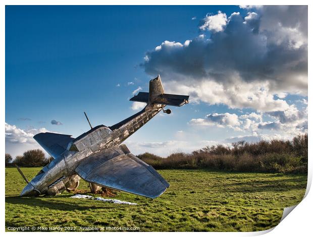 Battle of Britain-Stainless Steel sculpture of Crashed Junkers JU87 Stuka Print by Mike Hardy