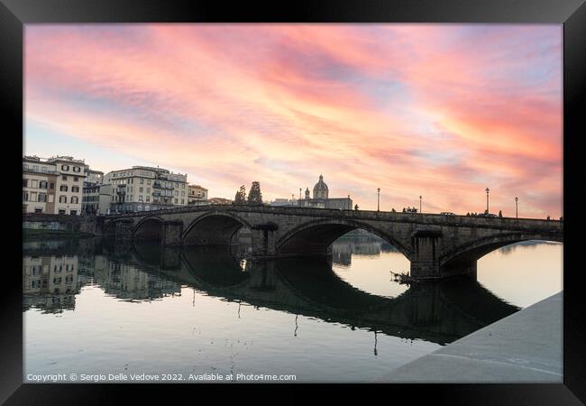 Carraia bridge over the Arno river in Florence, Italy Framed Print by Sergio Delle Vedove