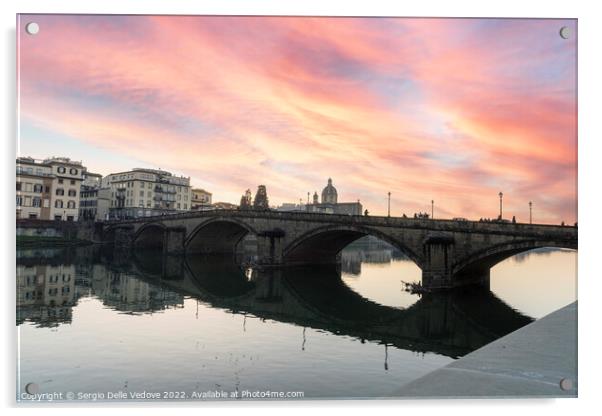 Carraia bridge over the Arno river in Florence, Italy Acrylic by Sergio Delle Vedove