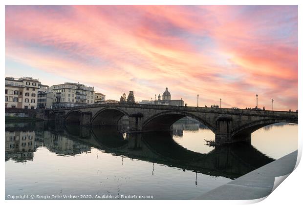 Carraia bridge over the Arno river in Florence, Italy Print by Sergio Delle Vedove