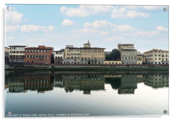 Lungarno riverside in Florence, Italy Acrylic by Sergio Delle Vedove
