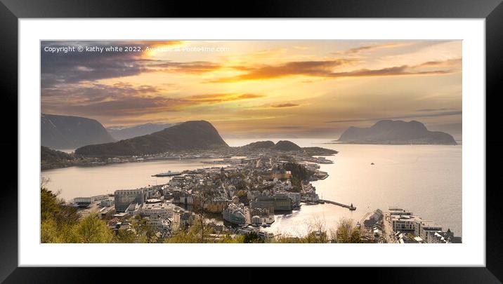  Alesund  Norway sunset Framed Mounted Print by kathy white