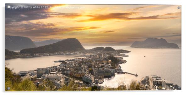  Alesund  Norway sunset Acrylic by kathy white
