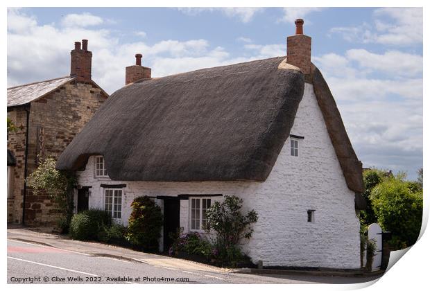 Whitewashed cottage Print by Clive Wells