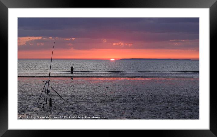 Fishing Westward Ho! Beach Framed Mounted Print by Steve Matthews