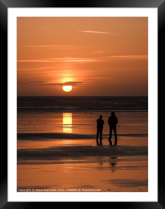 Westward Ho! Beach Sunset Framed Mounted Print by Steve Matthews